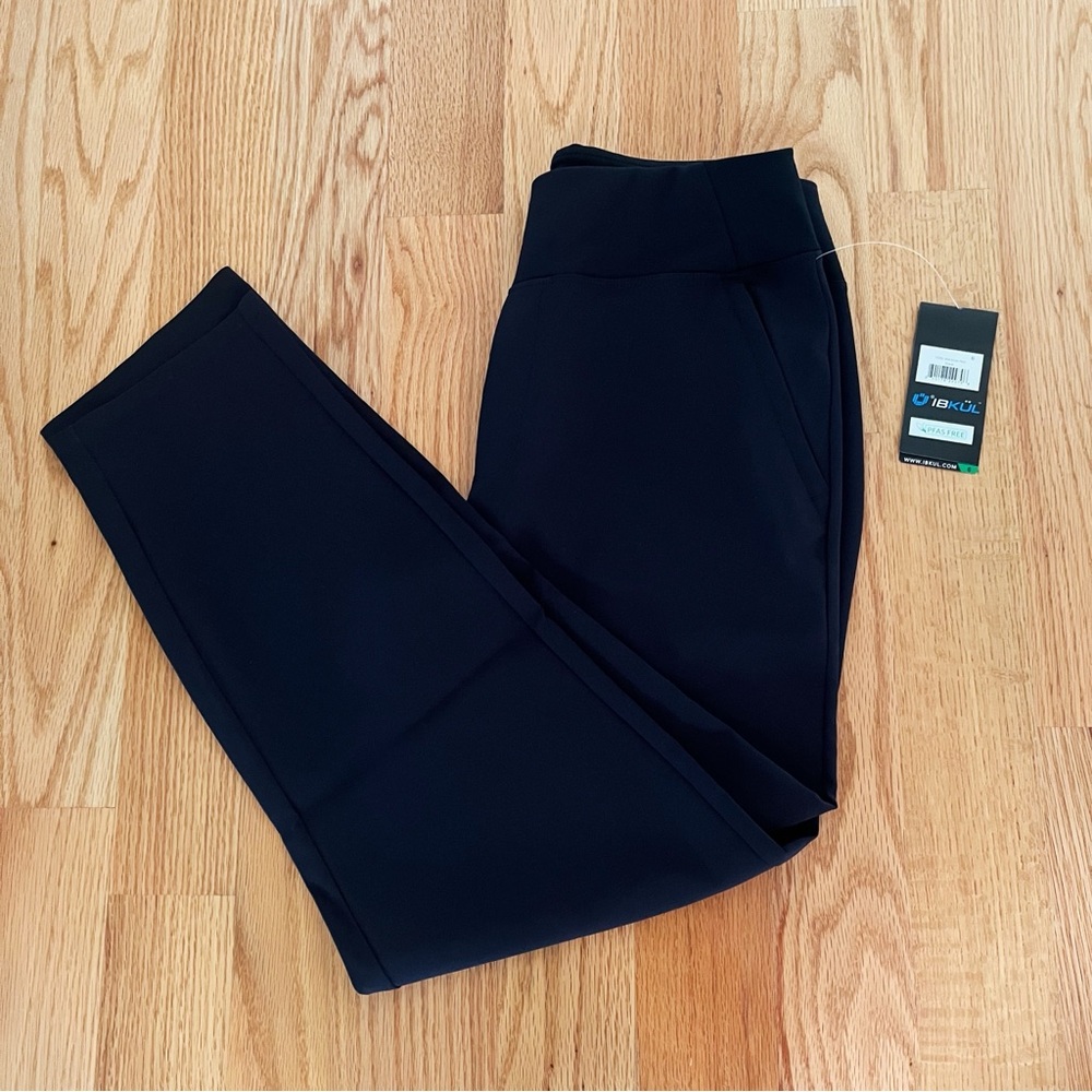 NWT IBKUL Solid Knot Black Ankle Pants - Picture 2 of 9